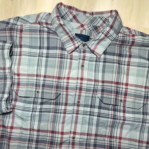 Prana Button Up Shirt Short Sleeve Hiking Men’s Sz XL Multi Color plaid Utility